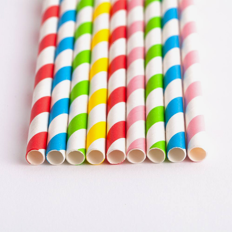 Canudo De Papel Listrado Descartável